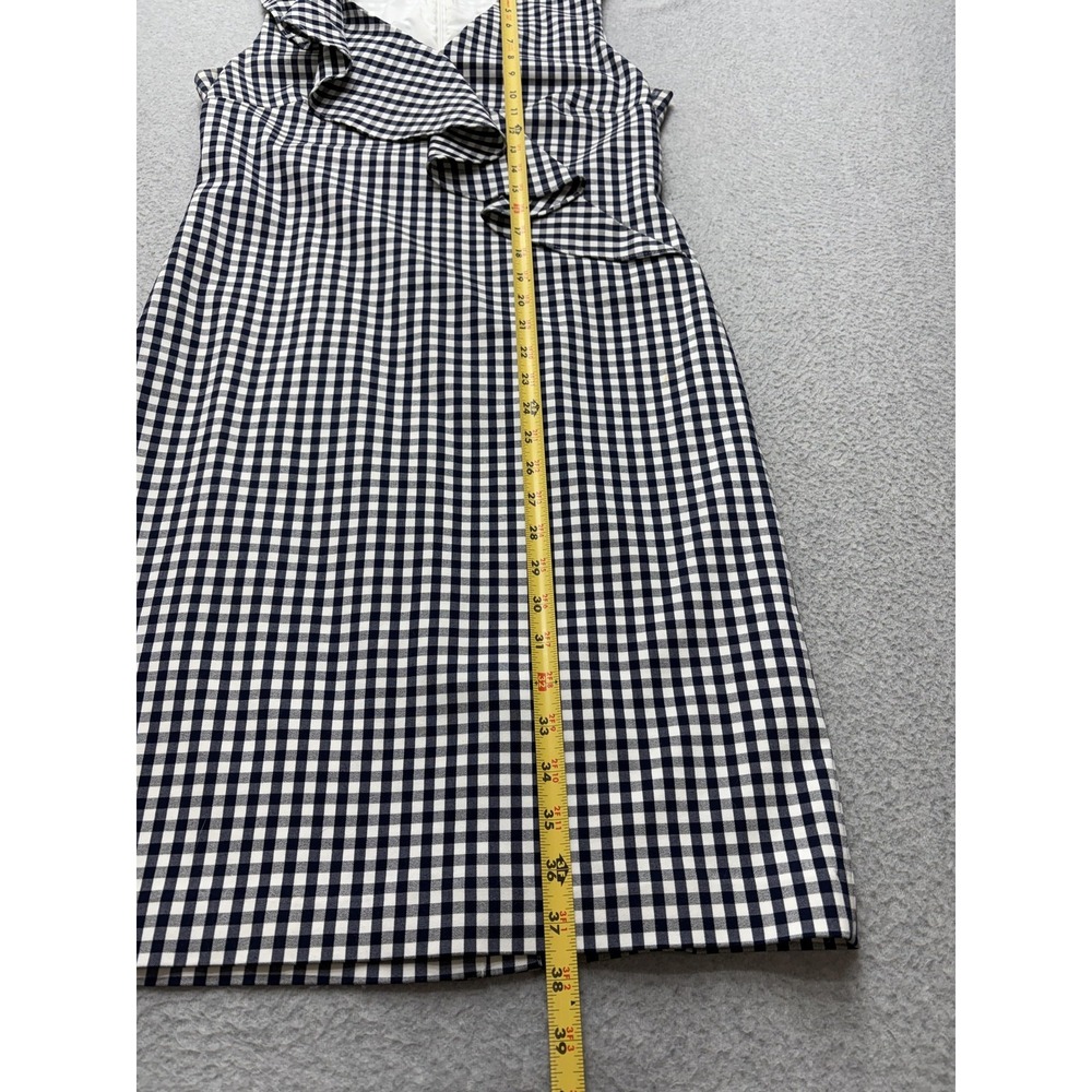 J McLaughlin Dress Womens 6 Blue Gingham Ruffle‎ Sheath Sleeveless Knee Length - Picture 10 of 15